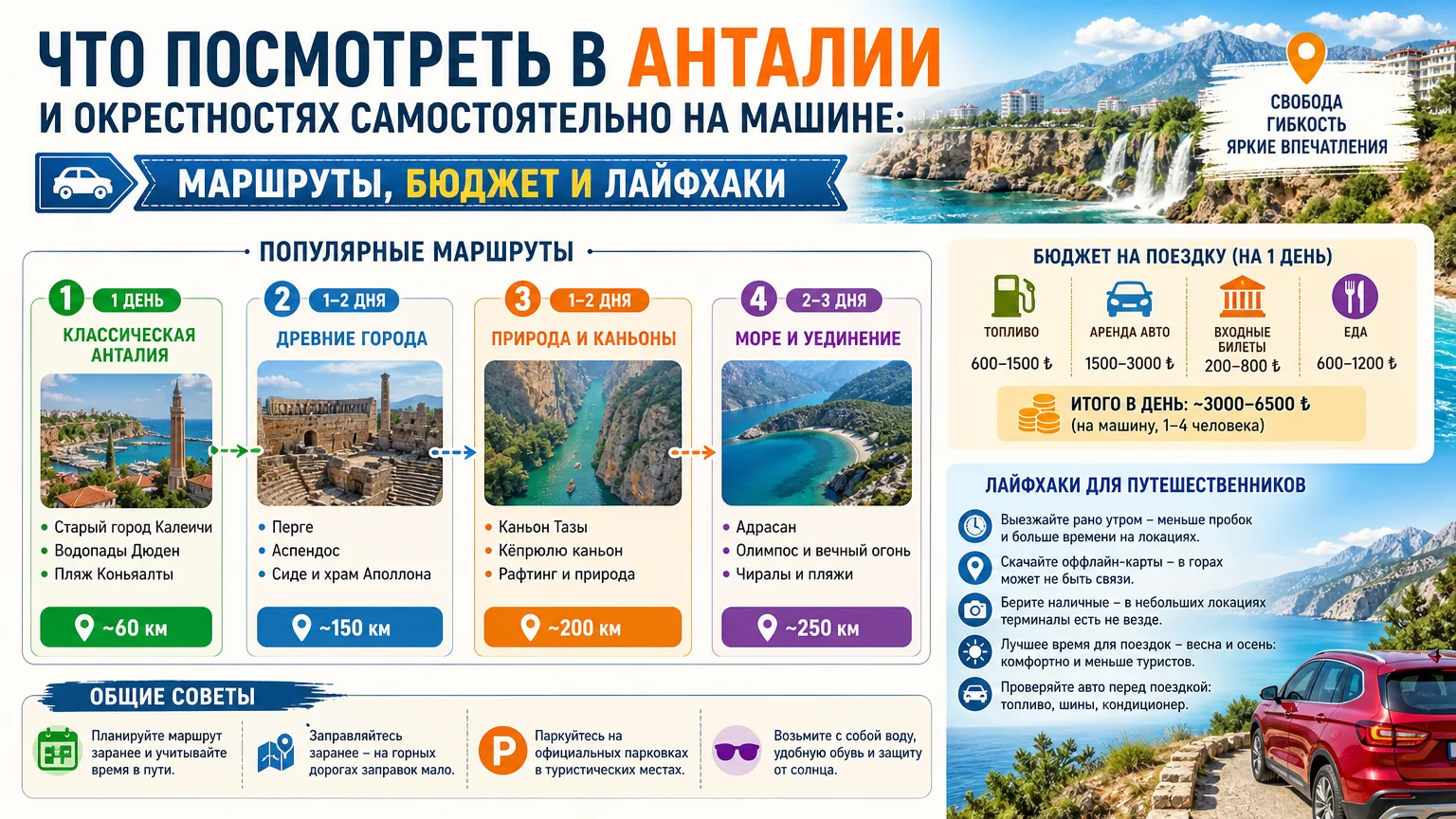 Что посмотреть в Анталии и окрестностях самостоятельно на машине: маршруты, бюджет и лайфхаки