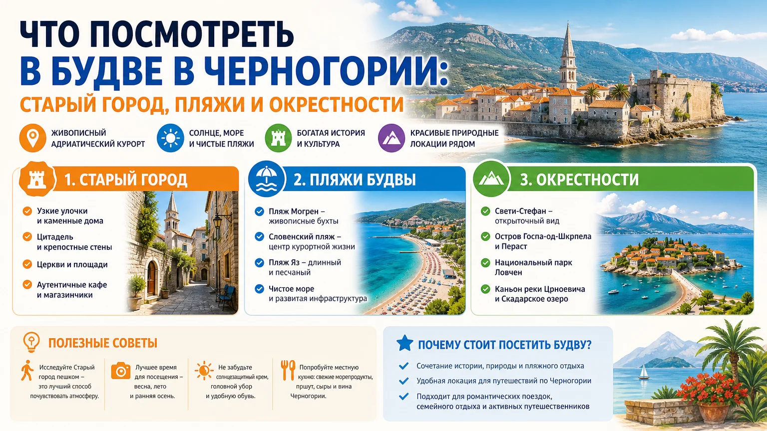 Что посмотреть в Будве в Черногории: Старый город, пляжи и окрестности