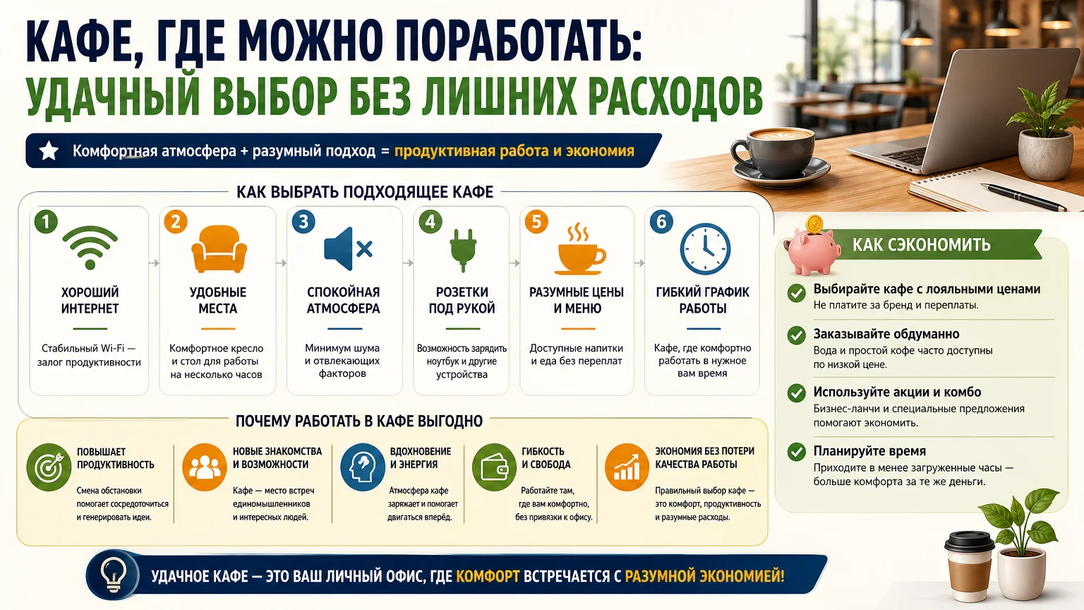 Кафе, где можно поработать: удачный выбор без лишних расходов