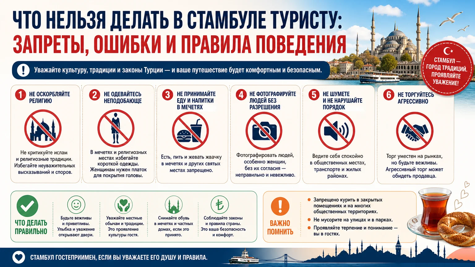 Что нельзя делать в Стамбуле туристу: запреты, ошибки и правила поведения