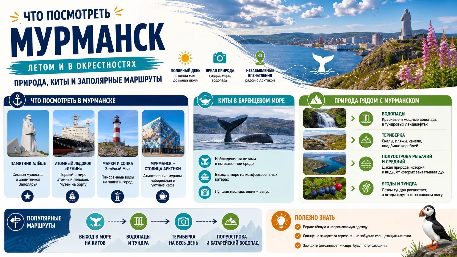 Что посмотреть в Мурманске летом и в окрестностях: природа, киты и заполярные маршруты