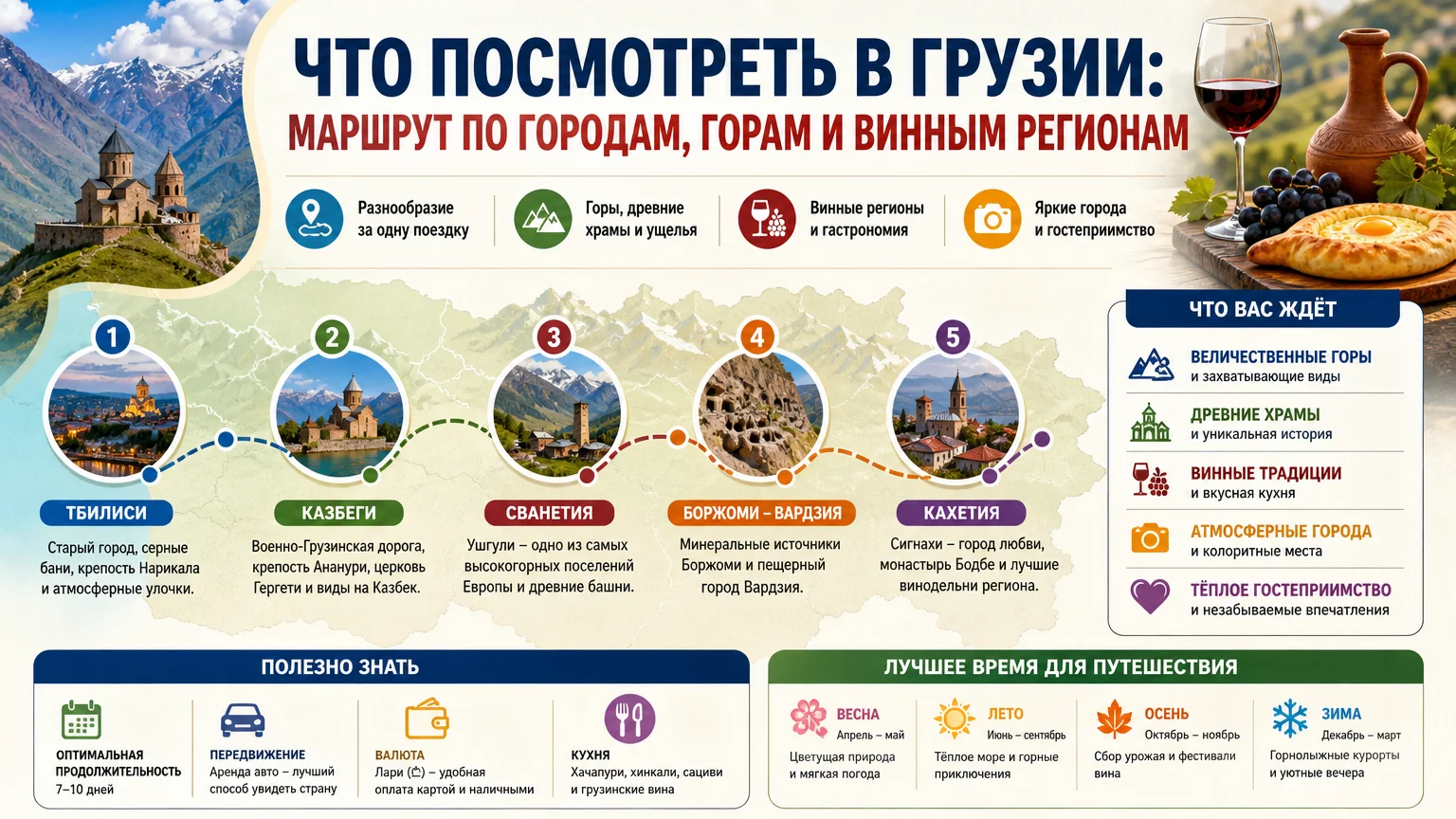 Что посмотреть в Грузии: маршрут по городам, горам и винным регионам
