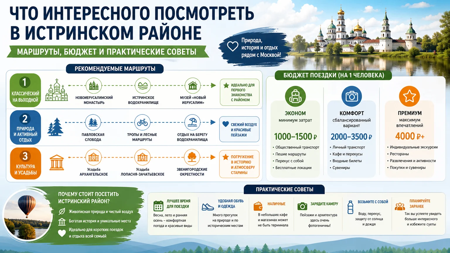Что интересного посмотреть в Истринском районе: маршруты, бюджет и практические советы