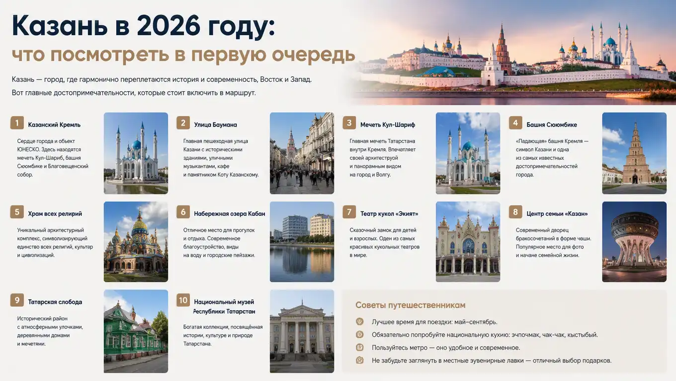 Что посмотреть в Казани в 2026 году: главные достопримечательности, цены на билеты и лайфхаки для экономных туристов