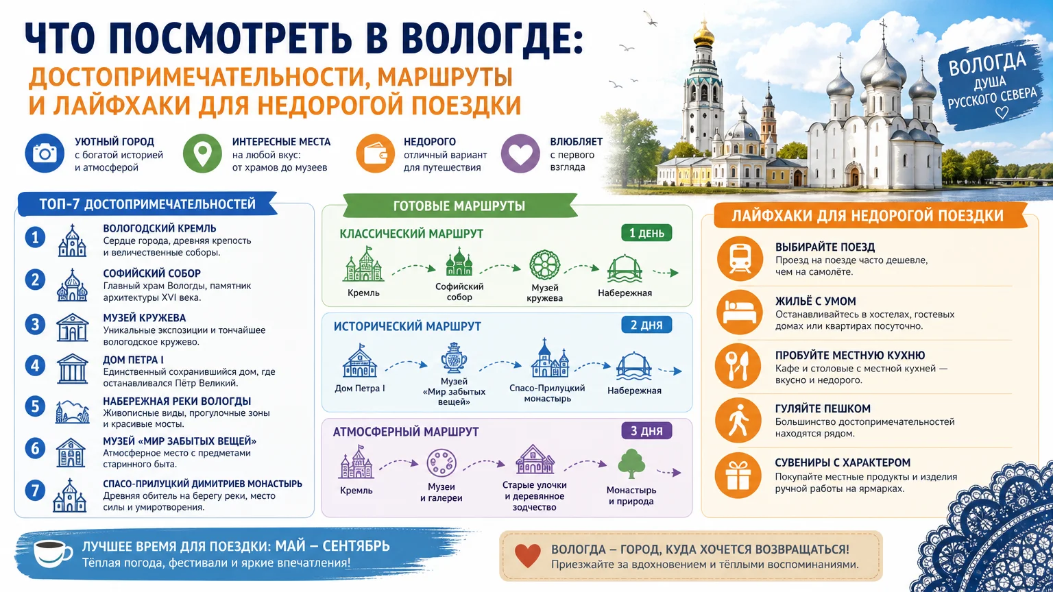 Что посмотреть в Вологде: достопримечательности, маршруты и лайфхаки для недорогой поездки