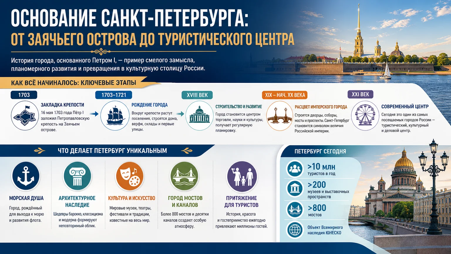 Основание Санкт-Петербурга: от Заячьего острова до туристического центра