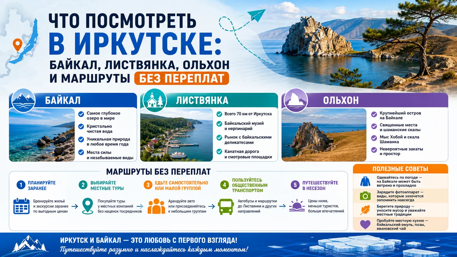 Что посмотреть в Иркутске: Байкал, Листвянка, Ольхон и маршруты без переплат
