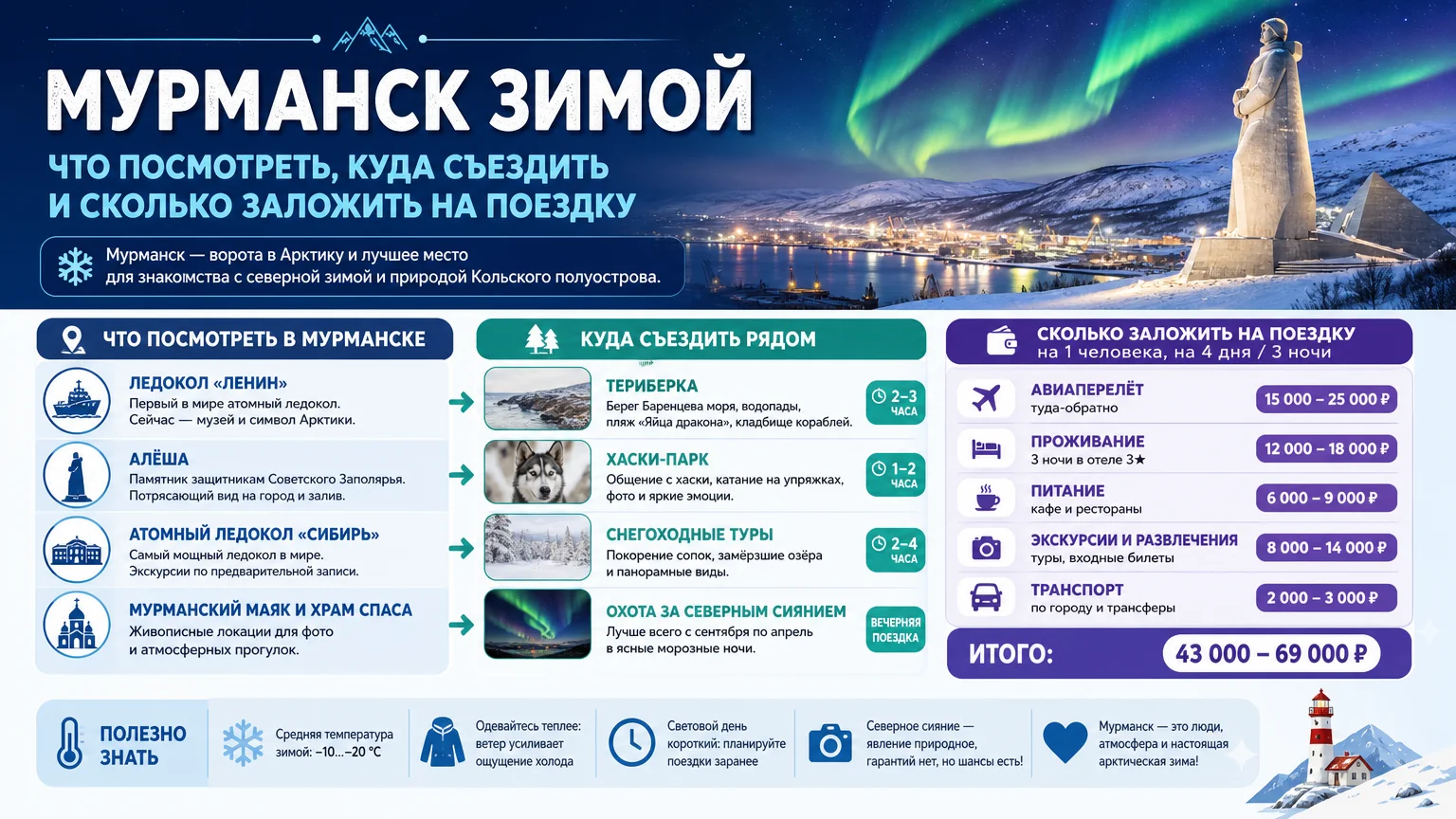 Мурманск зимой: что посмотреть, куда съездить и сколько заложить на поездку