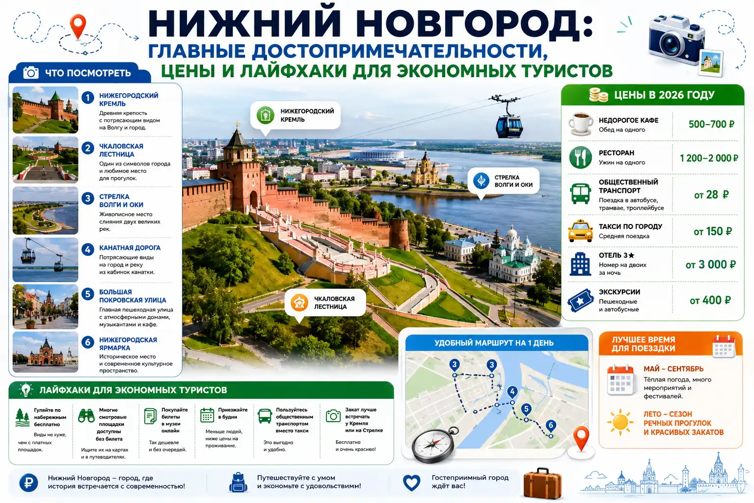 Нижний Новгород 2026: главные достопримечательности, цены и лайфхаки для экономных туристов