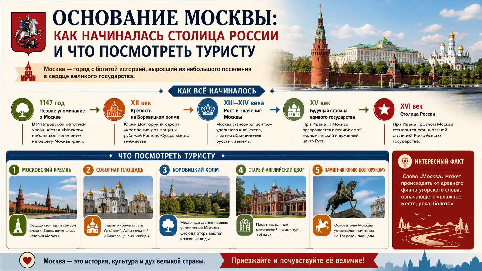 Основание Москвы: как начиналась столица России и что посмотреть туристу