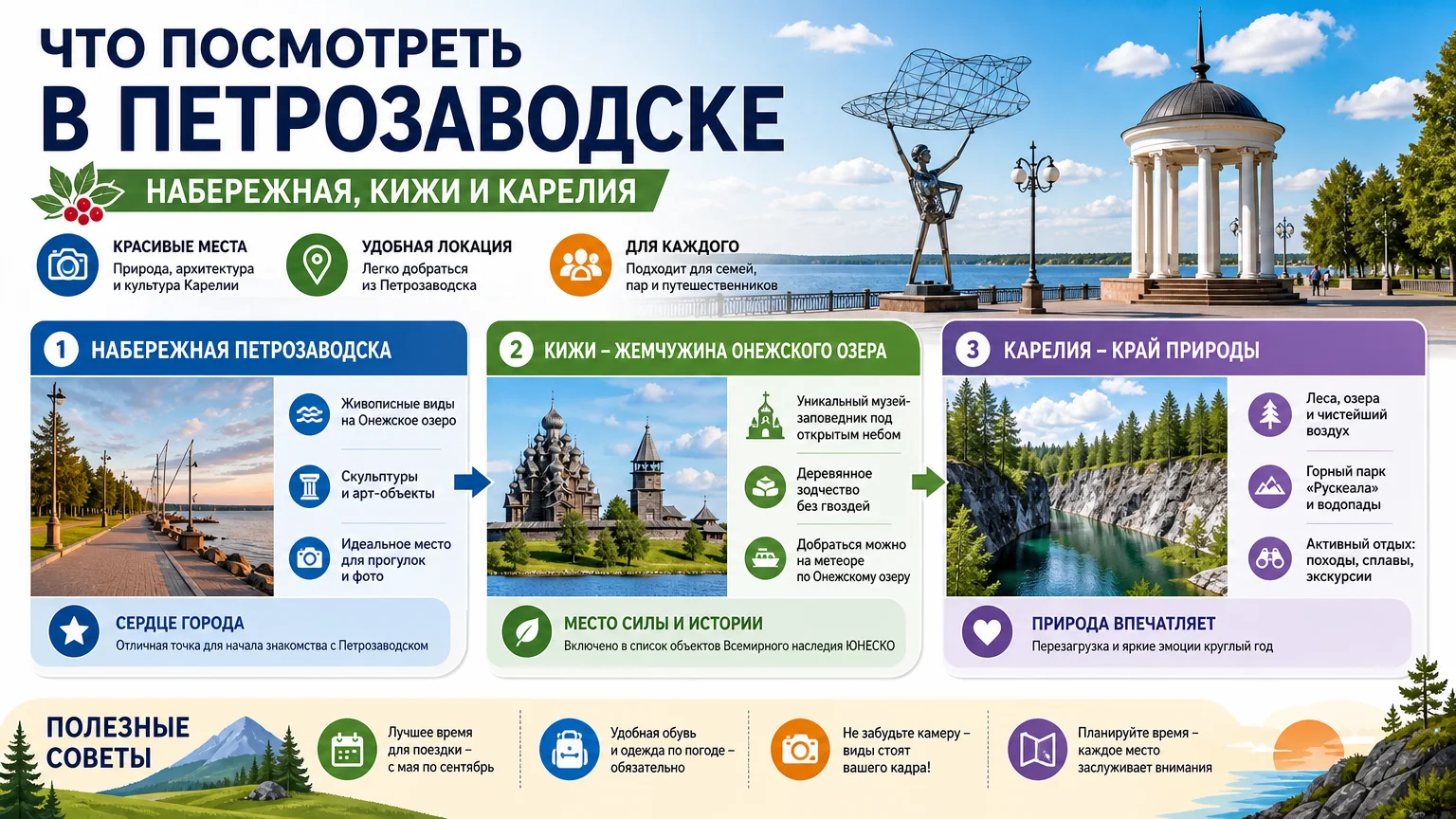 Что посмотреть в Петрозаводске: набережная, Кижи и Карелия