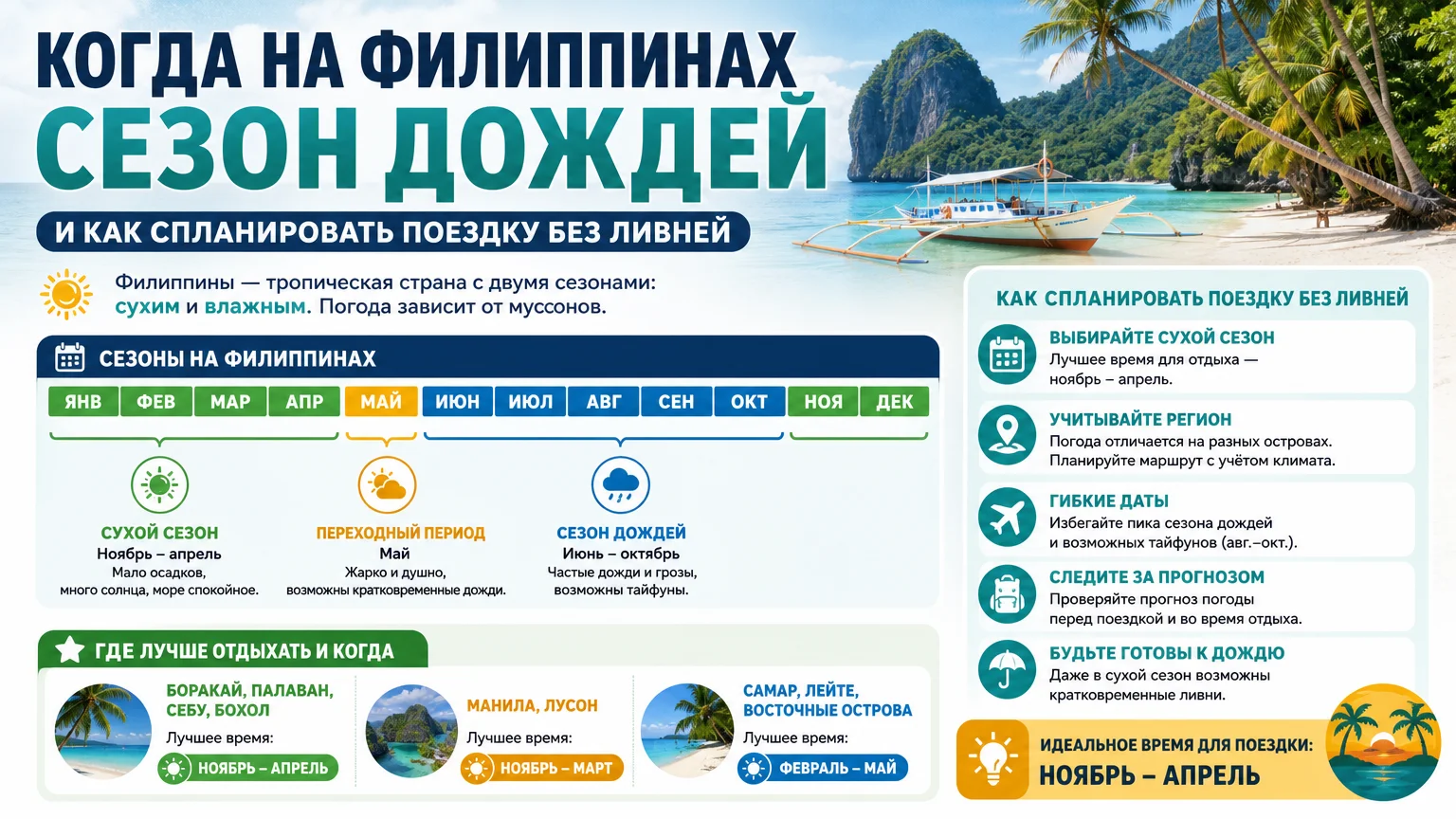 Когда на Филиппинах сезон дождей и как спланировать поездку без ливней