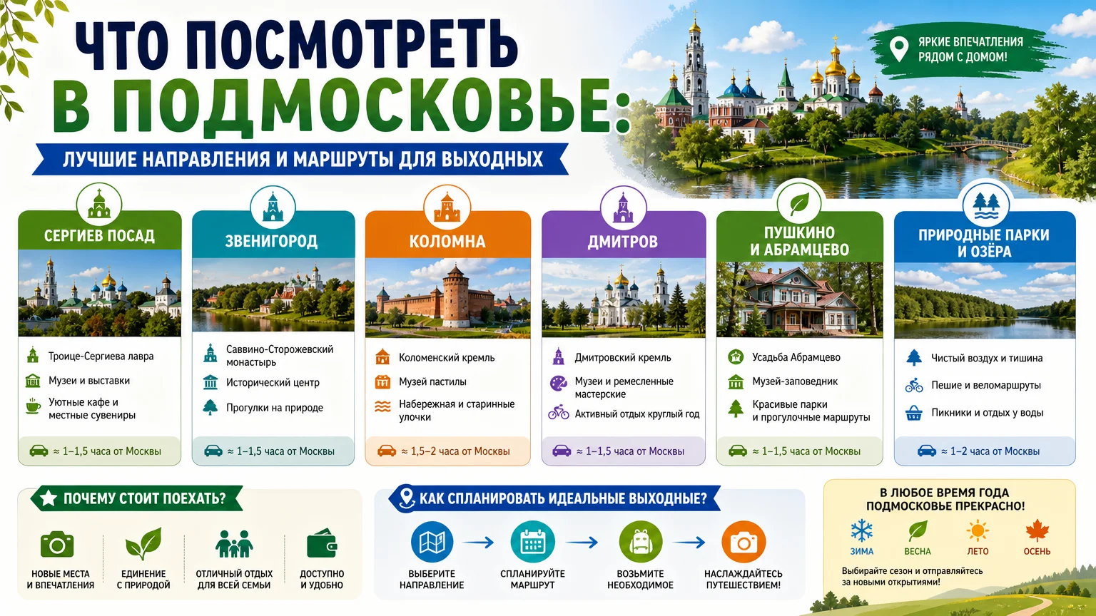 Что посмотреть в Подмосковье: лучшие направления и маршруты для выходных