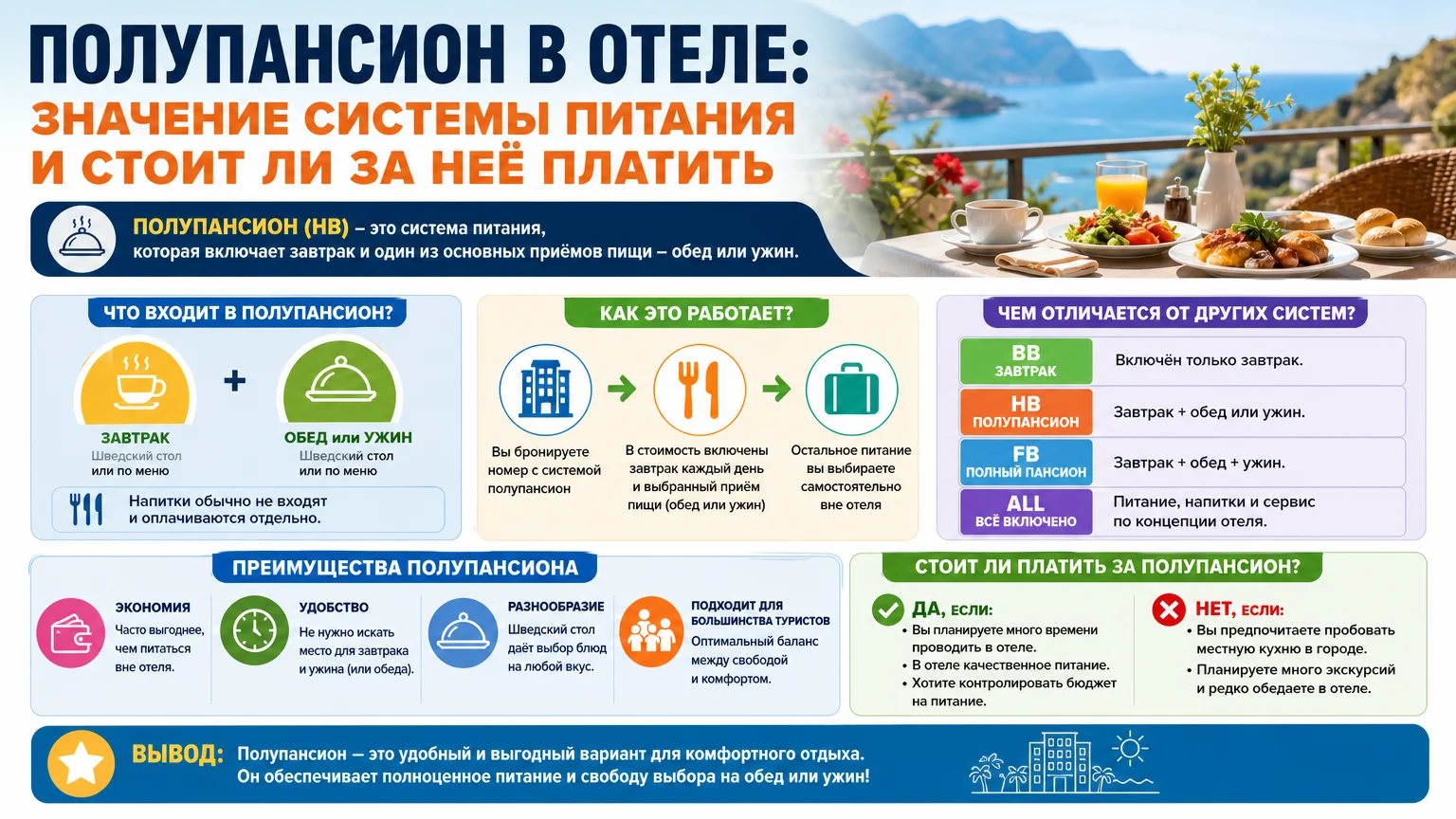 Полупансион в отеле: значение системы питания и стоит ли за неё платить