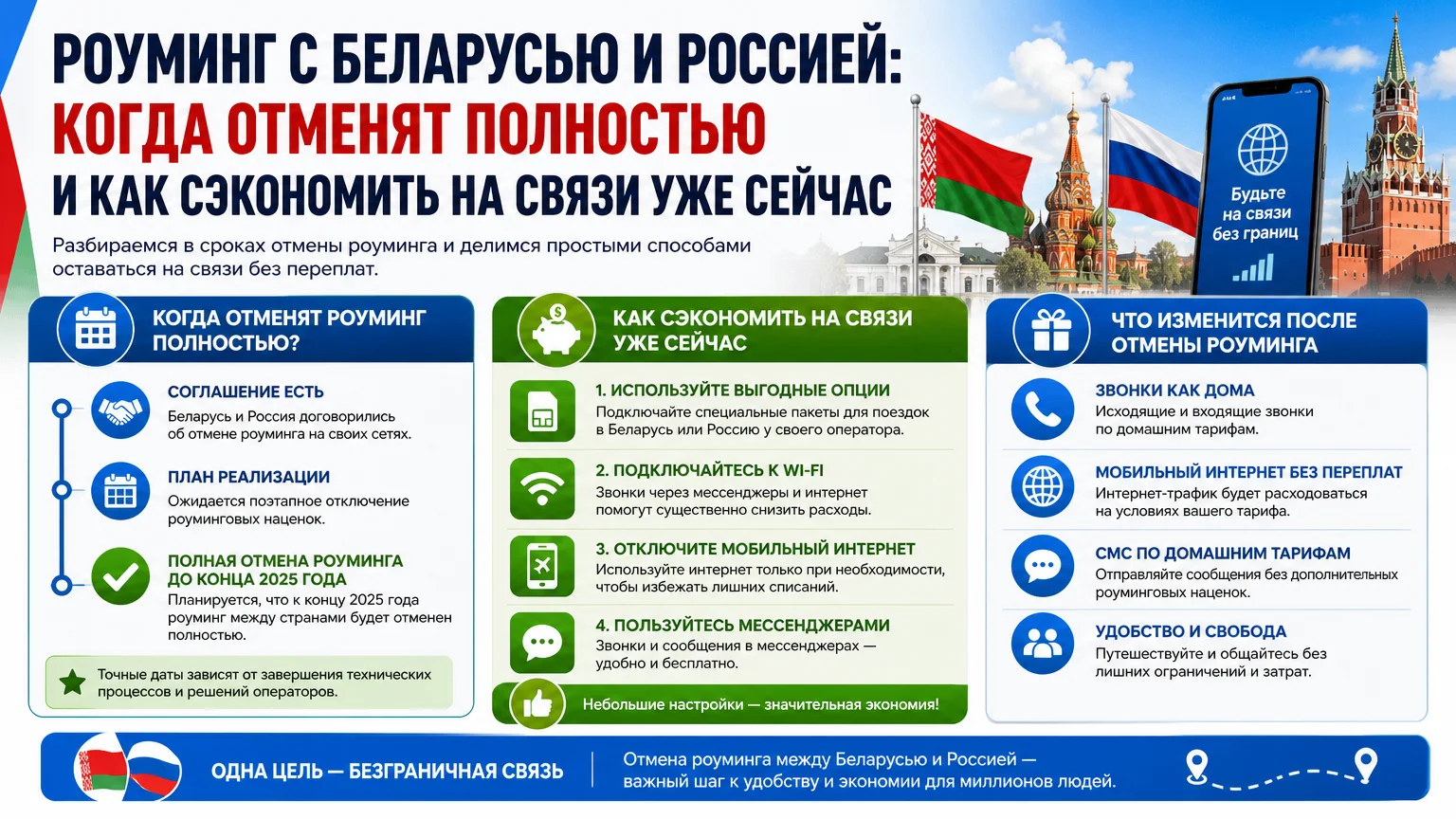 Роуминг с Беларусью и Россией: когда отменят полностью и как сэкономить на связи уже сейчас
