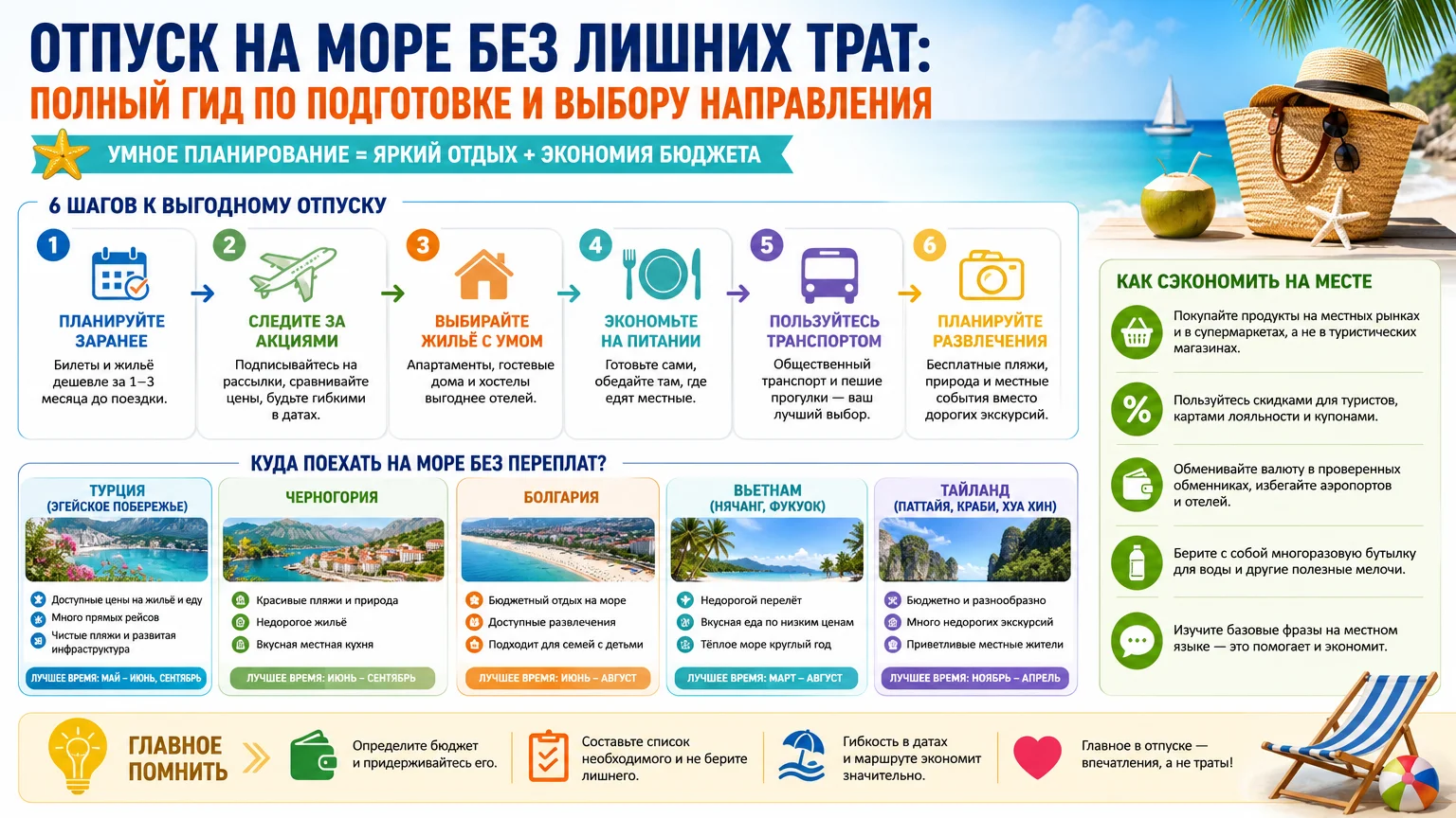 Отпуск на море без лишних трат: полный гид по подготовке и выбору направления