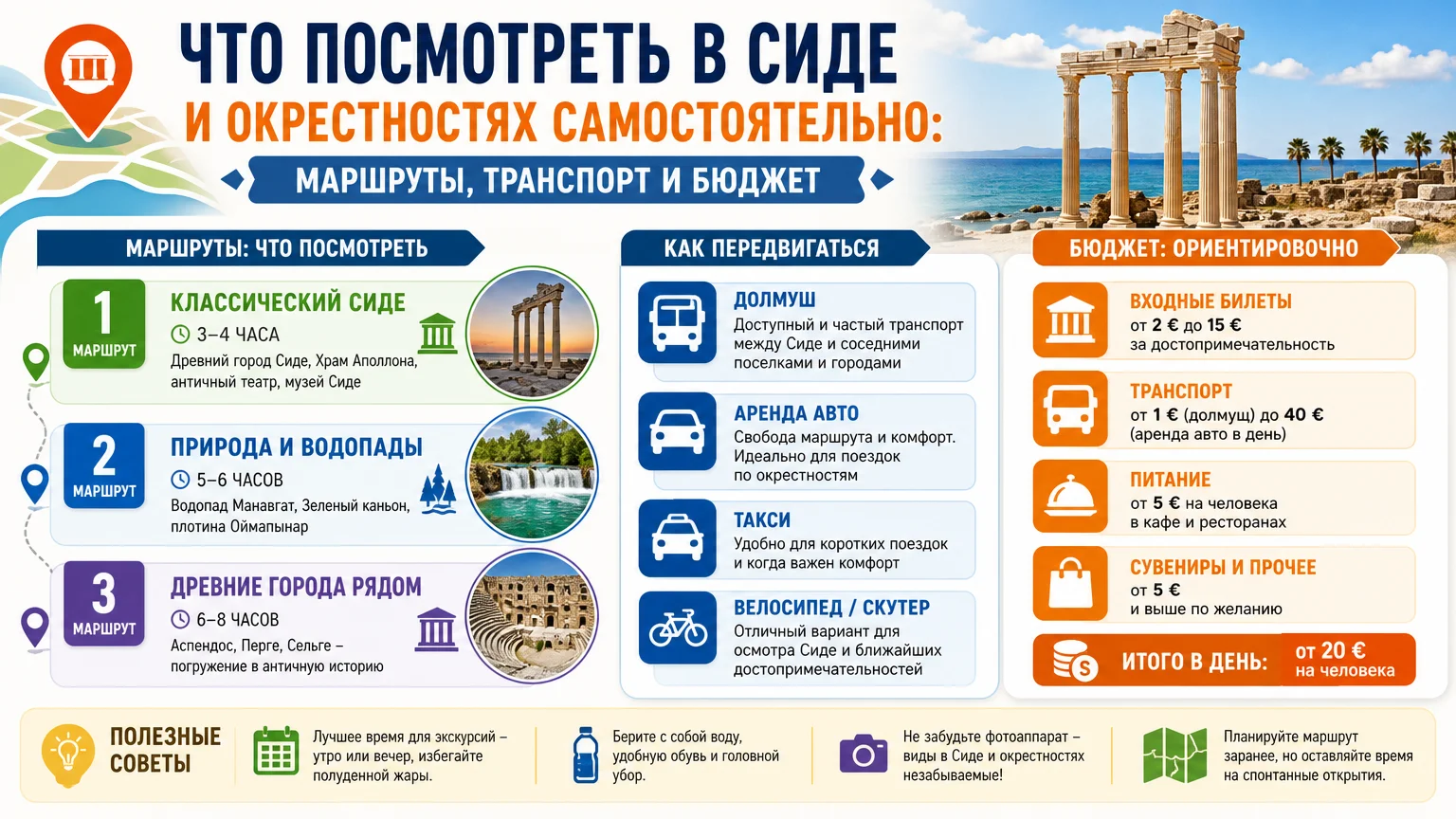 Что посмотреть в Сиде и окрестностях самостоятельно: маршруты, транспорт и бюджет