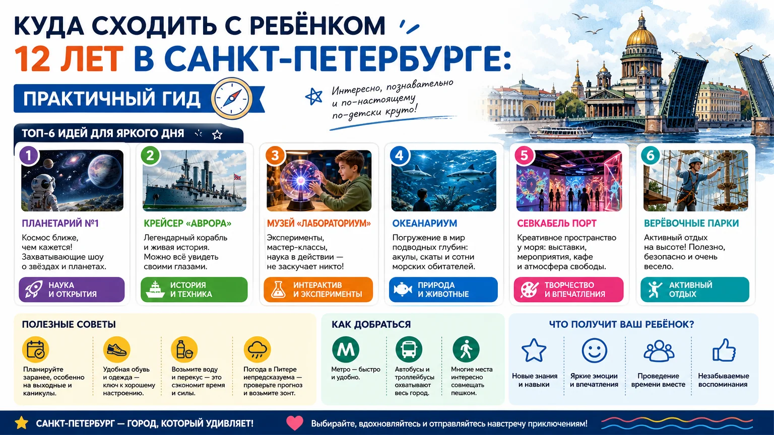 Куда сходить с ребёнком 12 лет в Санкт-Петербурге: практичный гид