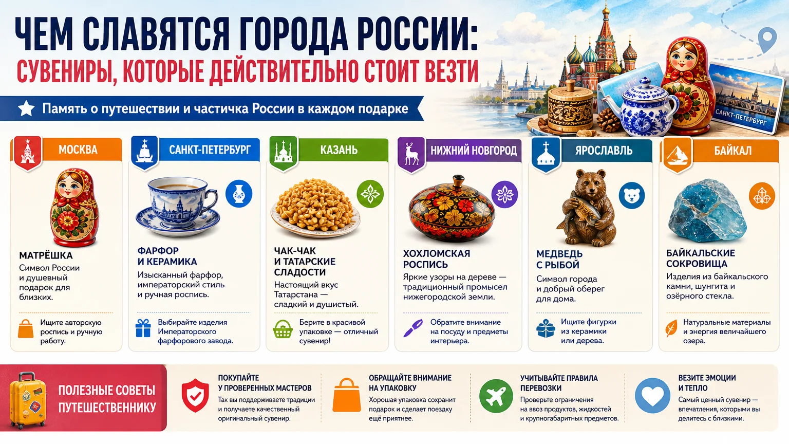 Чем славятся города России: сувениры, которые действительно стоит везти