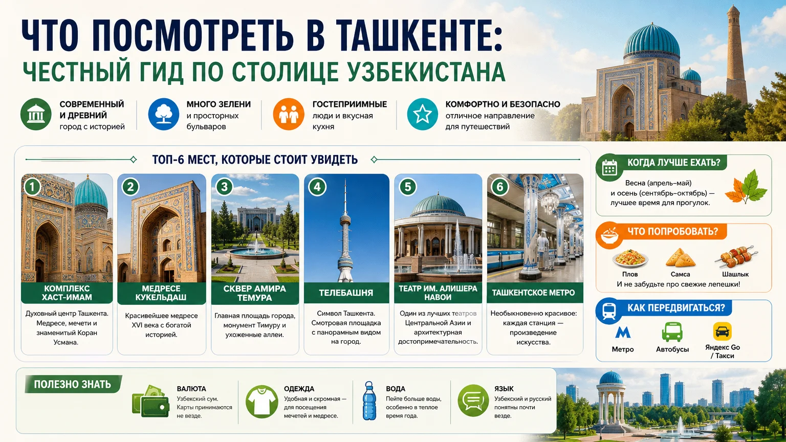 Что посмотреть в Ташкенте: честный гид по столице Узбекистана