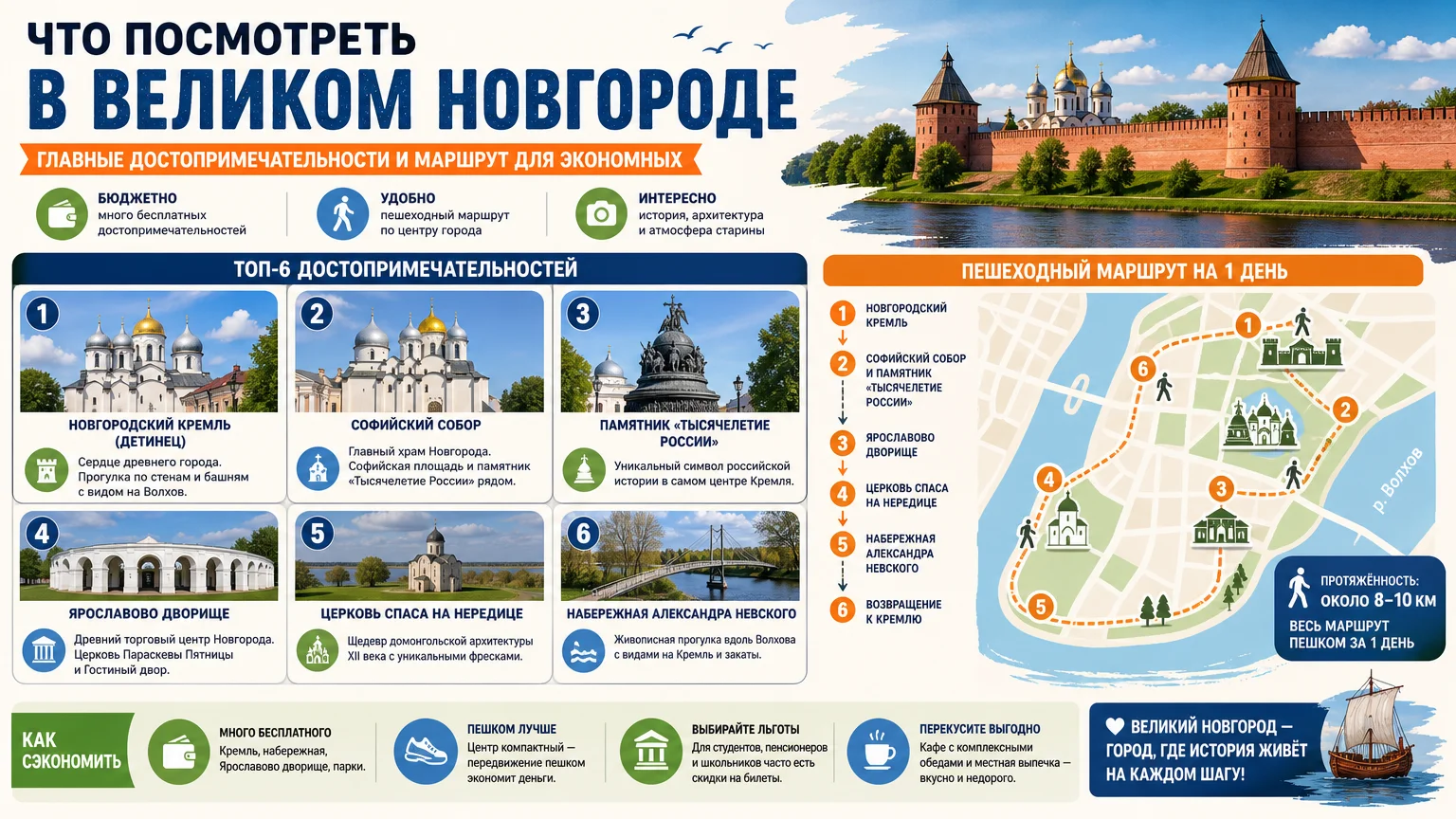 Что посмотреть в Великом Новгороде: главные достопримечательности и маршрут для экономных путешественников