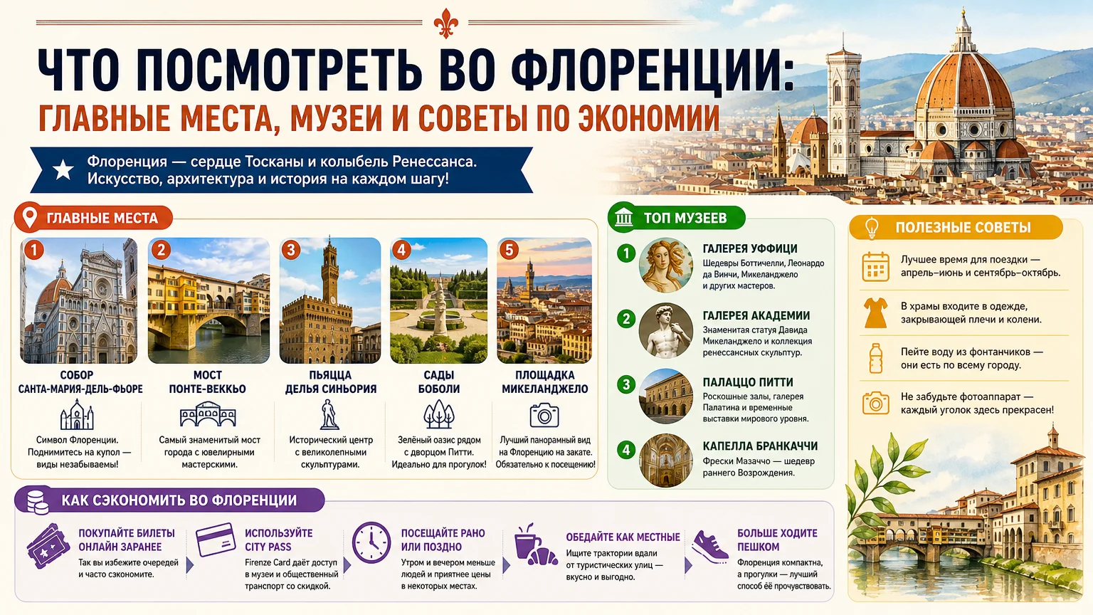 Что посмотреть во Флоренции: главные места, музеи и советы по экономии