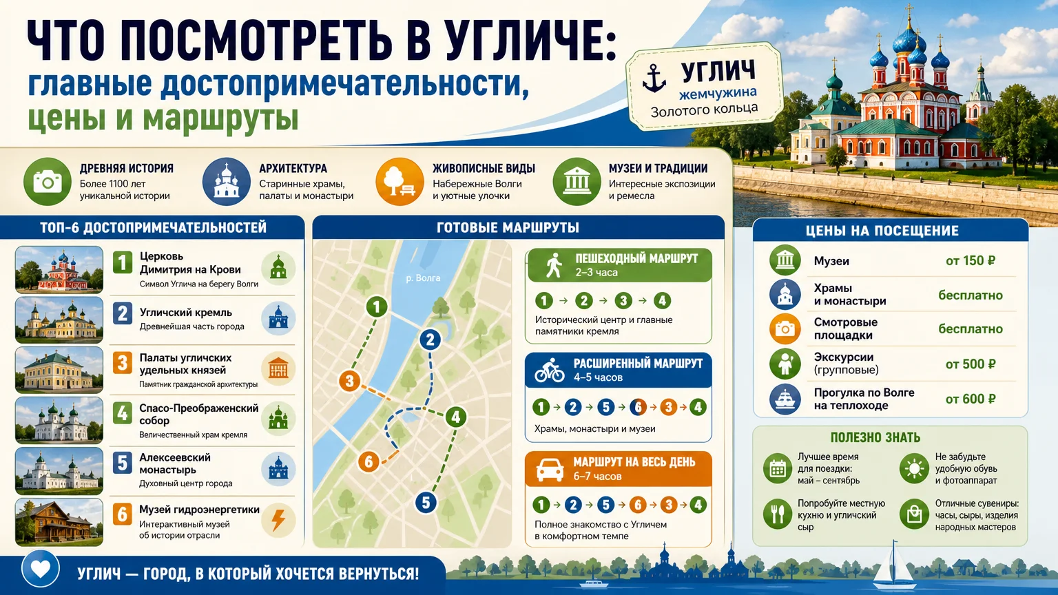 Что посмотреть в Угличе: главные достопримечательности, цены и маршруты