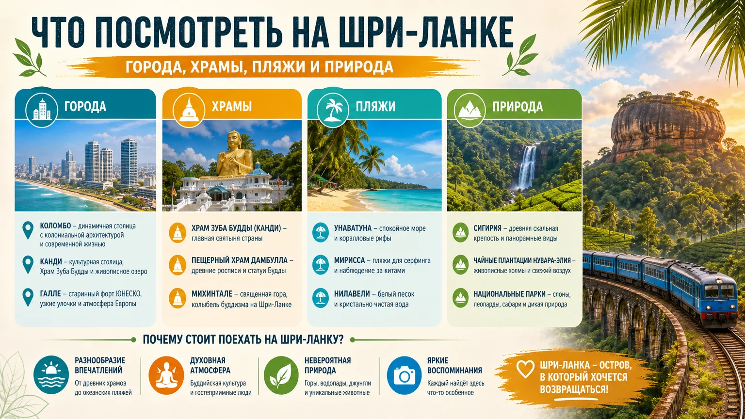 Что посмотреть на Шри-Ланке: города, храмы, пляжи и природа